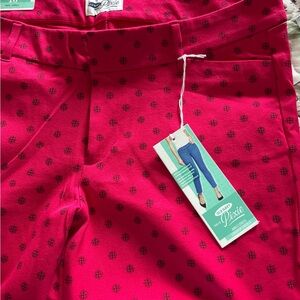Old Navy Pink Pixie Pants with Black Floral Design